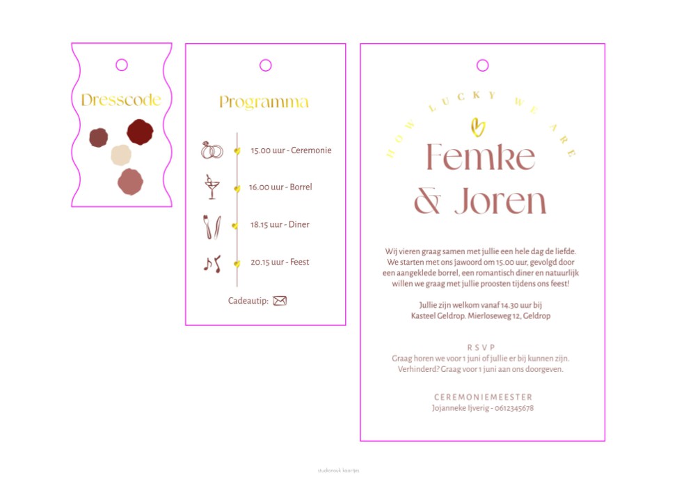 Bijzonder trouwkaartje Stansvorm 4