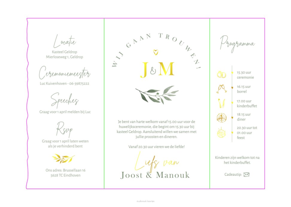 Bijzonder trouwkaartje Stansvorm 6