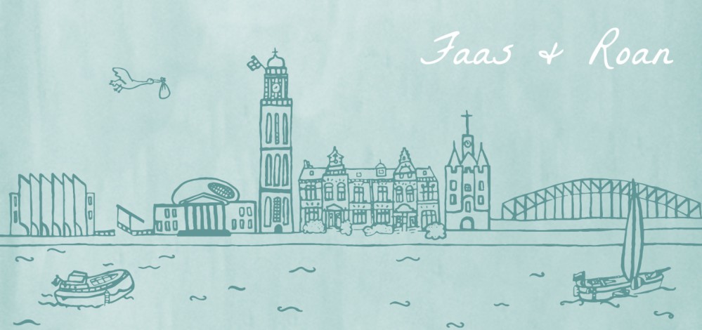 Geboortekaartje tweeling skyline zwolle - Faas & Roan