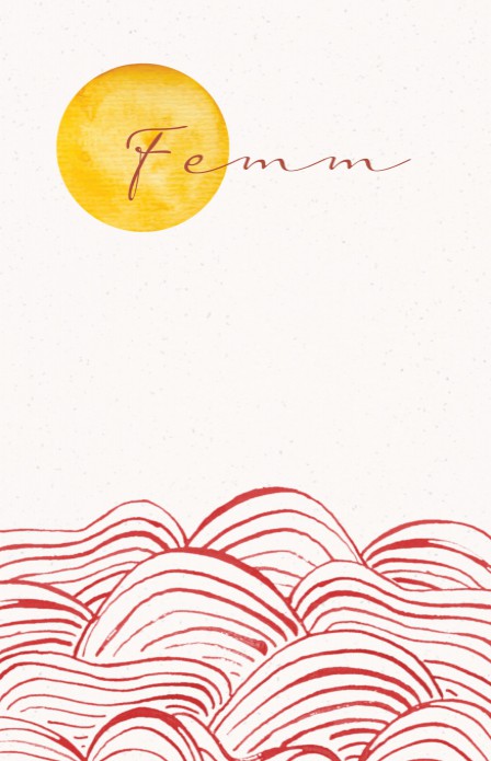 Geboortekaartje rode golven goude zon - Femm