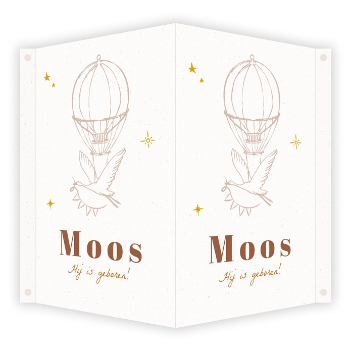 Geboortebord Ooievaar 50x70 - Moos