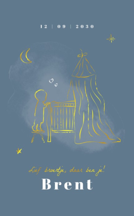 Geboortekaartje broertje lijntekening Brent