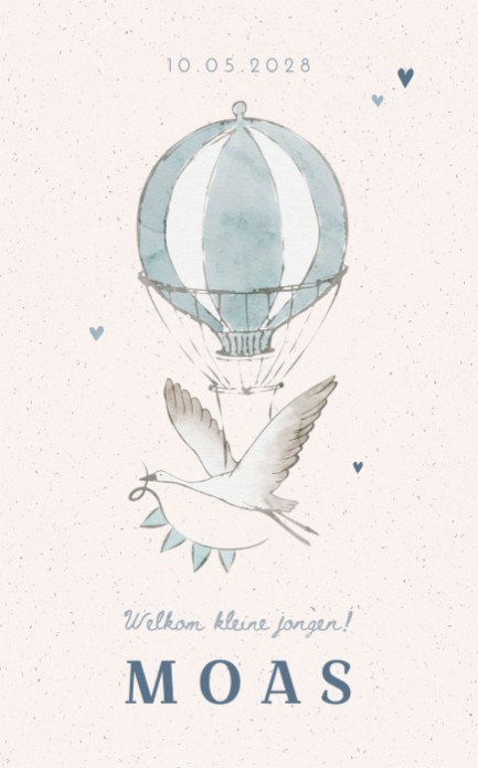 Geboortekaartje klassiek ooievaar - Moas