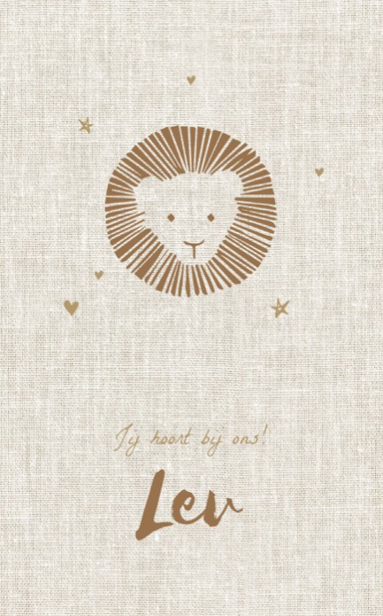 Geboortekaartje leeuw linnen - Lev