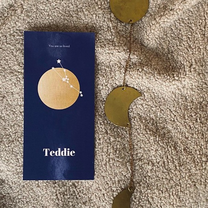 Geboortekaartje sterrenbeeld donkerblauw - Teddie
