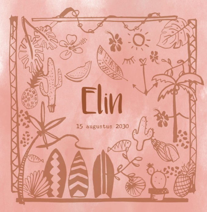 Geboortekaartje meisje surf - Elin