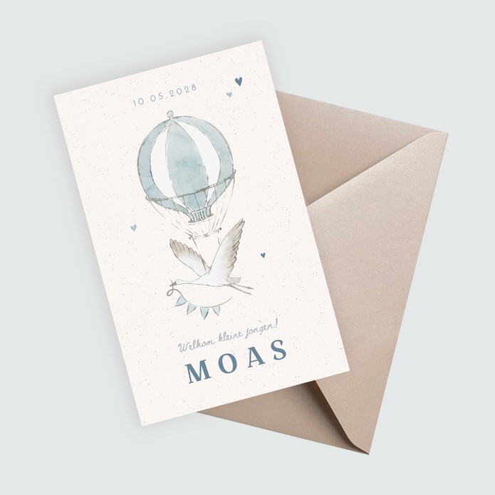 Geboortekaartje klassiek ooievaar - Moas