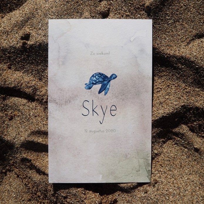 Geboortekaartje schildpad waterverf - Skye