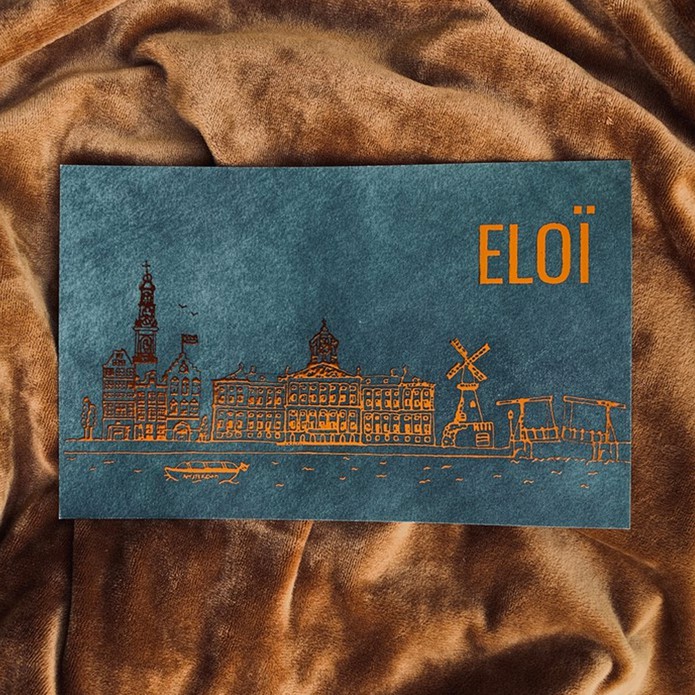 Geboortekaartje skyline Amsterdam velvet look - Eloï