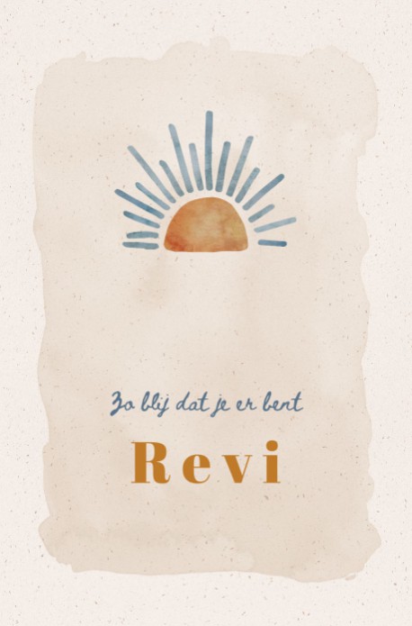 Geboortekaartje zon blauw - Revi