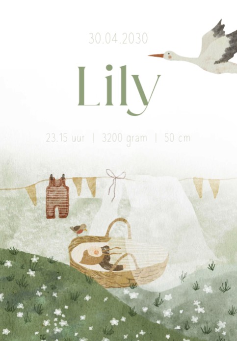 Geboorteposter Lente wiegje Lily