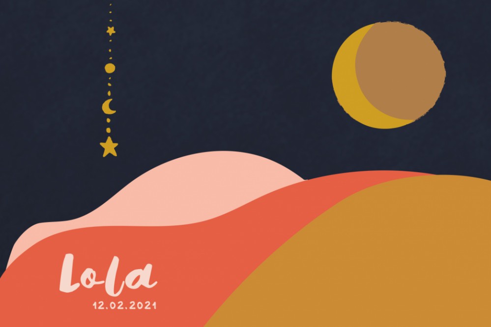 Geboortekaartje volle maan - Lola