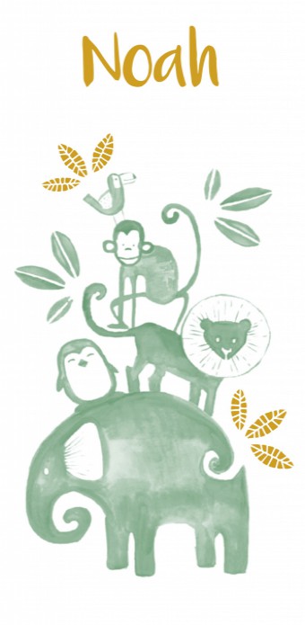 Geboortekaartje dieren waterverf - Noah