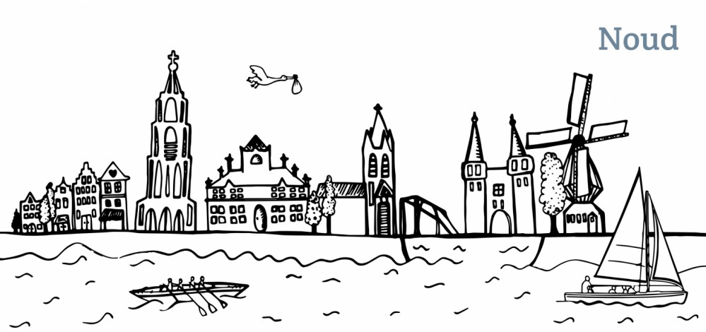 Geboortekaartje skyline Delft - Noud