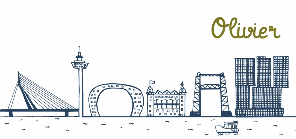 Geboortekaartje jongen Rotterdam skyline Olivier