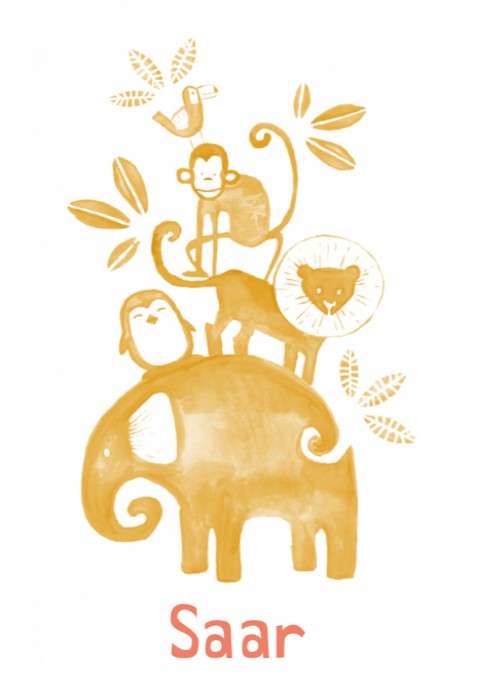 Saar diertjes waterverf geel