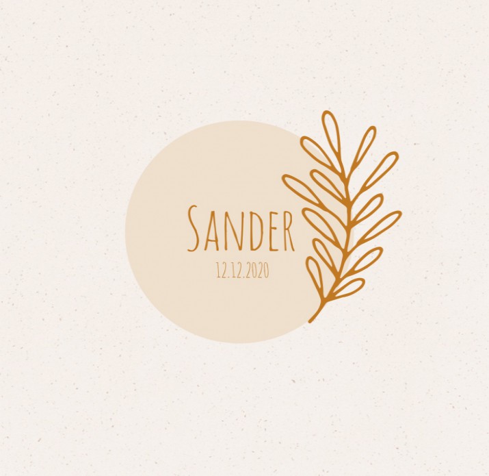 Geboortekaartje blad koper bloem - Sander