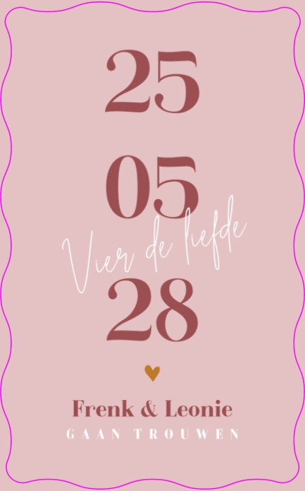 Trouwkaart wavy Frenkie en Leonie