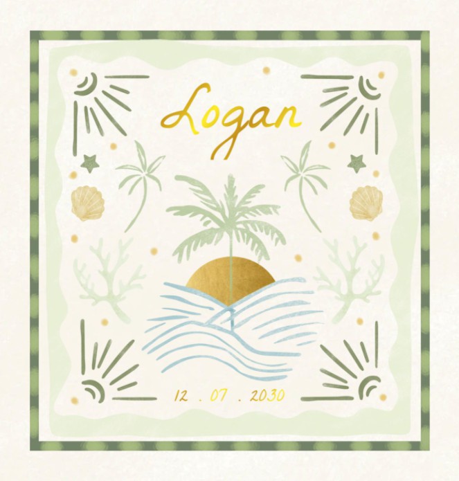 Zomers Strand Geboortekaartje - Logan
